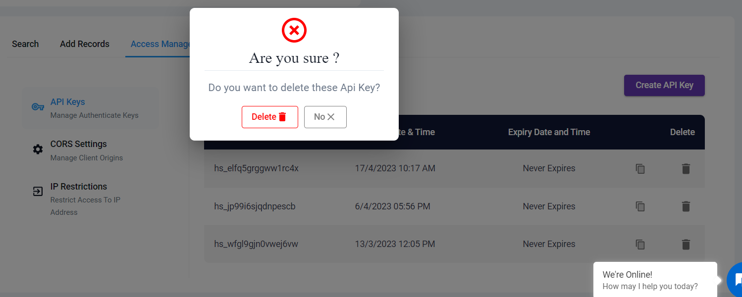 delete api key